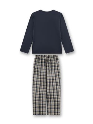 Sanetta pyjama jongens: Blauw, wolf, flanellen broek