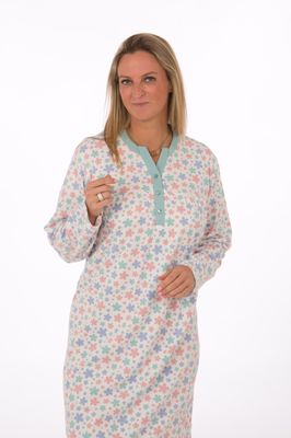 Perlina Pyjama Dames: Jolien A, Gemoltoneerd, Opal tot 4XL, lengte 115cm