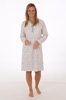 Perlina nachthemd: Jolien C, Gemoltoneerd, Ecru tot 6XL, lengte 110cm