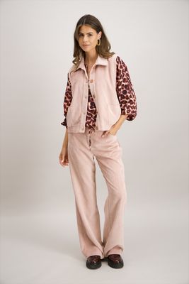Signe Nature Gilet: Mouwloos, Vieux roze, Ribfluweel