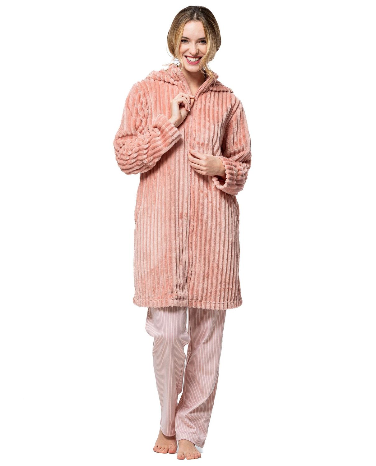 Egatex kamerjas Dames: Peach kleur, Met rits