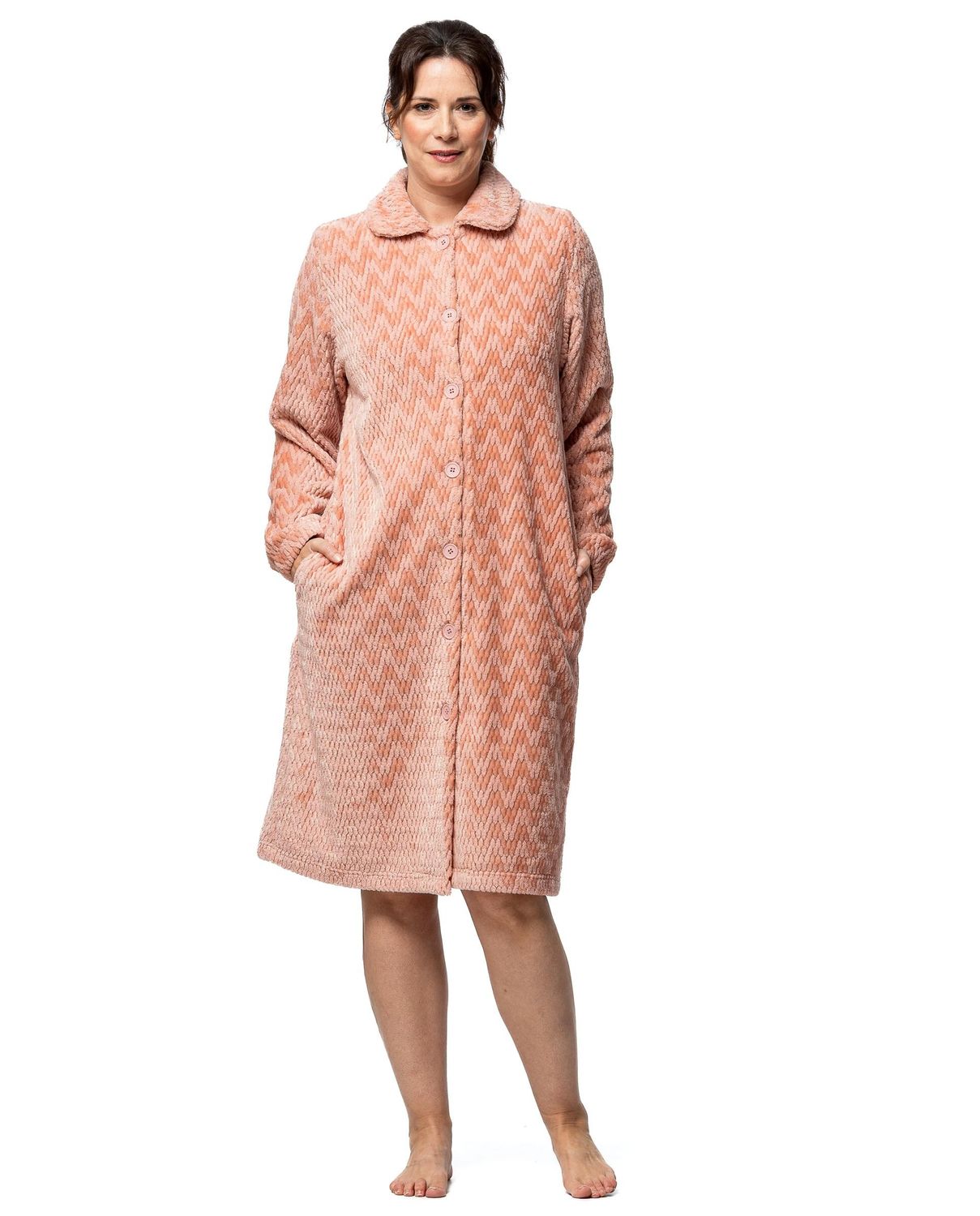 Egatex kamerjas Dames: Peach kleur, met knopen