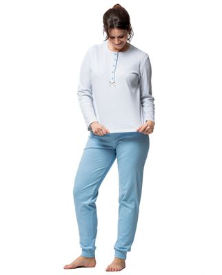 Egatex Dames pyjama: Blauw, interlock katoen
