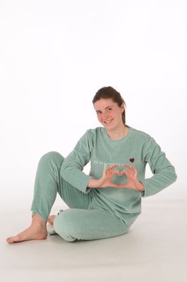 Perlina pyjama dames: Tonia, Velours, opal blauw