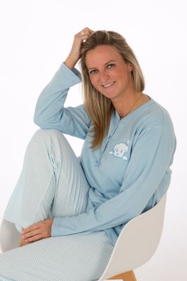 Perlina pyjama dames: Noelle, Gemoltoneerd, licht blauw
