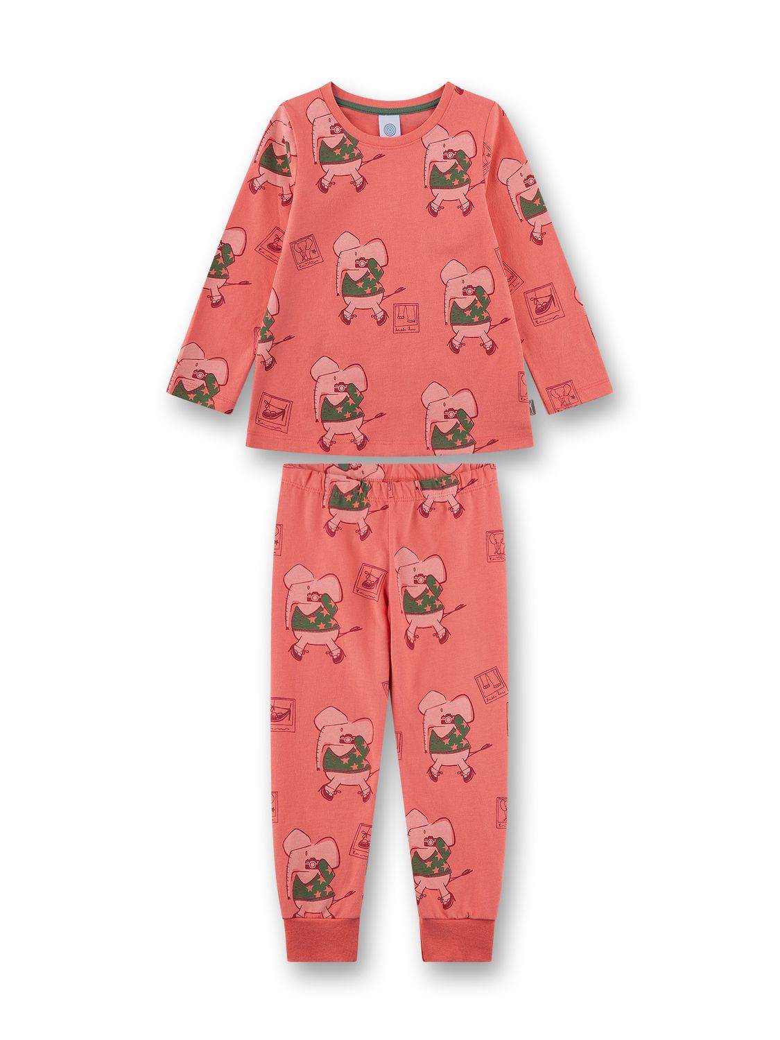 Sanetta pyjama meisjes: Olifanten, donker roze / rood