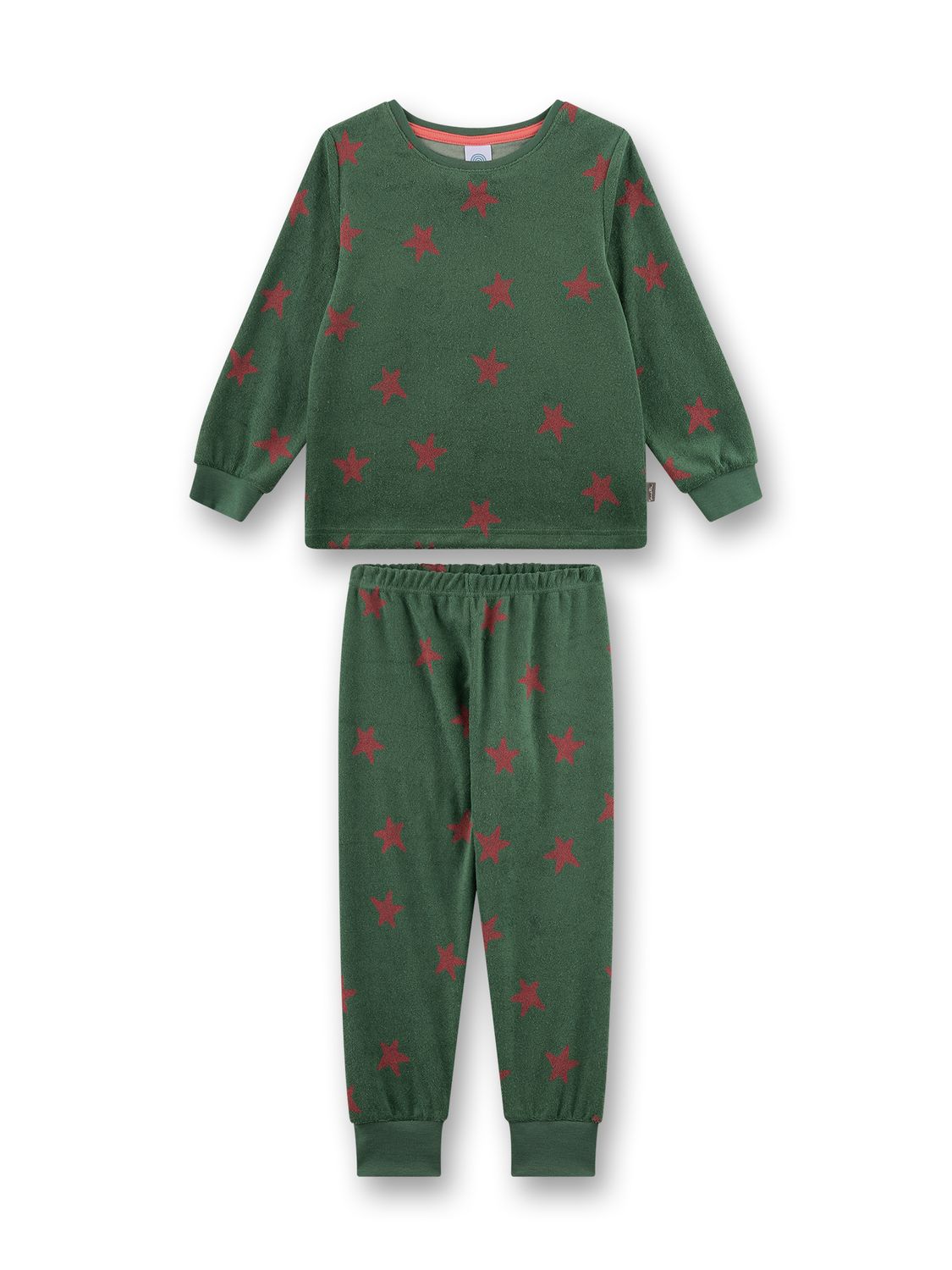 Sanetta pyjama meisjes / Jongens: groen met sterren, badstof