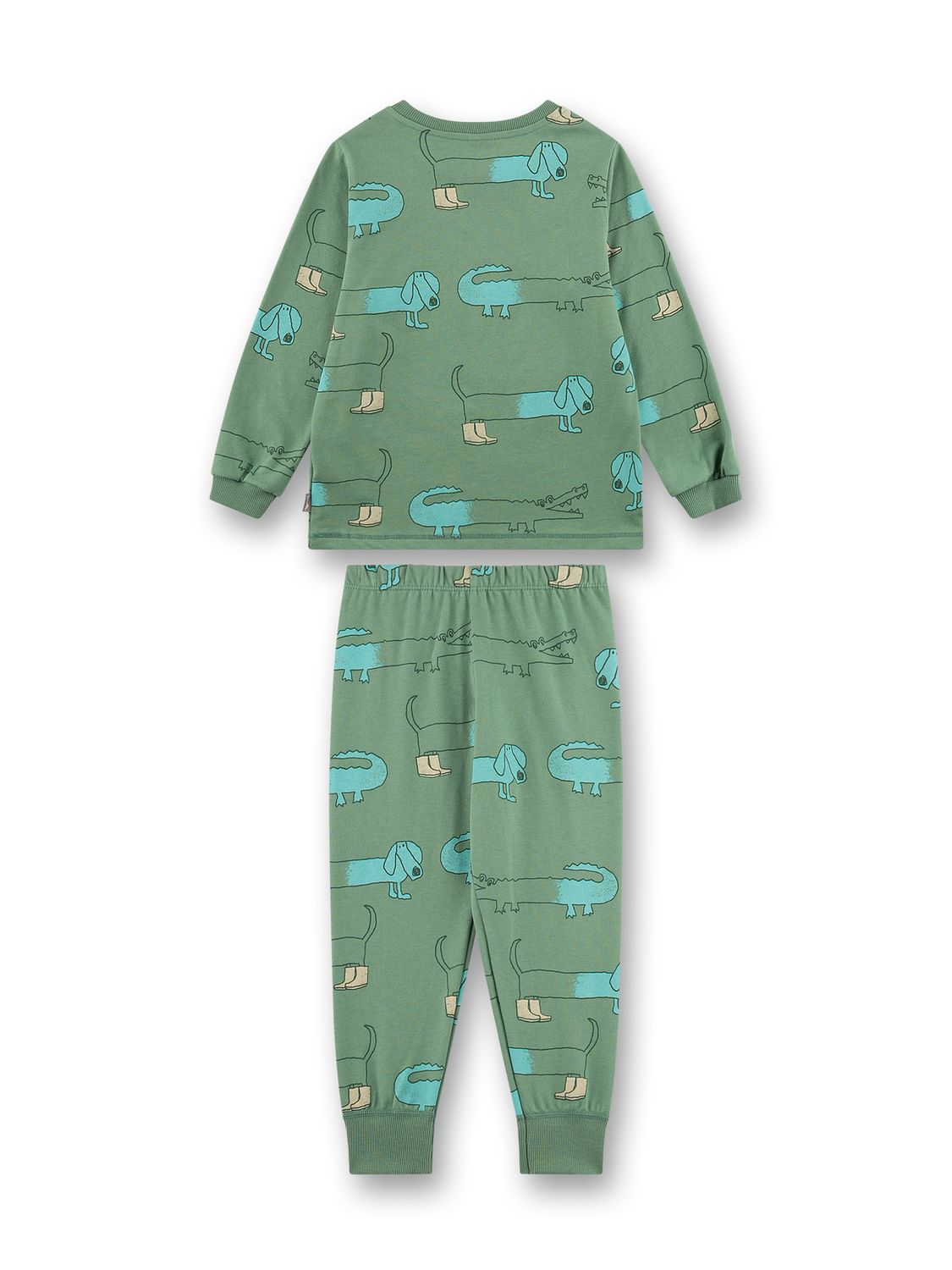 Sanetta pyjama Jongens: groen, teckels / krokodillen