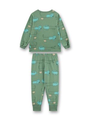Sanetta pyjama Jongens: groen, teckels / krokodillen