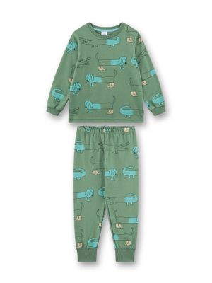 Sanetta pyjama Jongens: groen, teckels / krokodillen