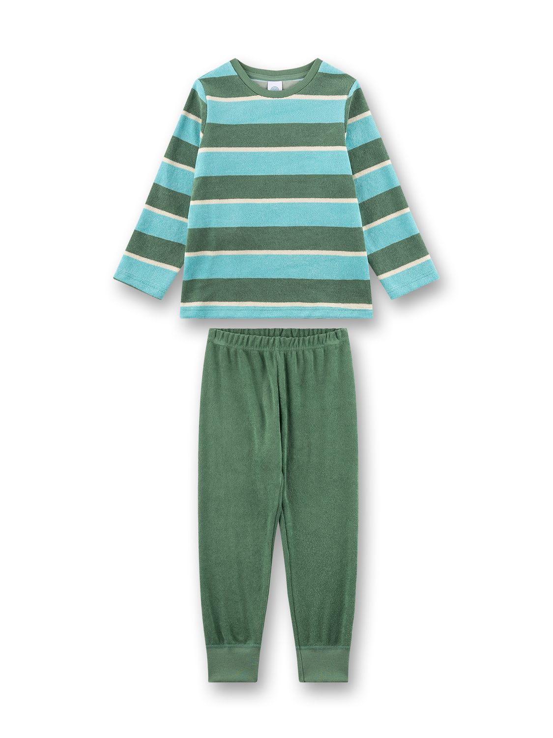 Sanetta pyjama Jongens: Groen gestreept, Badstof