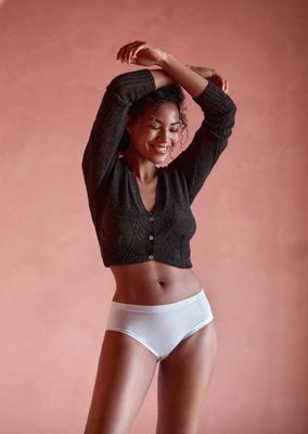 Janira Brislip Cotton Flexie: Midi slip, Wit Zwart of Dune ( huidskleur ) One size
