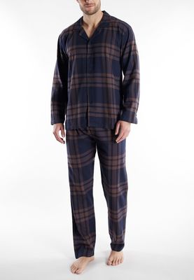 Tom Tailor Pyjama Heren: Flanel, doorknoop model, Blauw