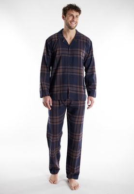 Tom Tailor Pyjama Heren: Flanel, doorknoop model, Blauw