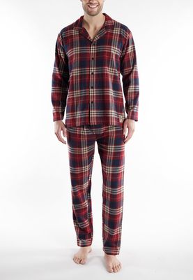 Tom Tailor Pyjama Heren: Flanel, doorknoop model, Bordeau