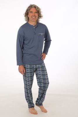 Perlina Pyjama Heren: Ray, Blauw, Interlock Brushed
