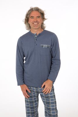 Perlina Pyjama Heren: Ray, Blauw, Interlock Brushed