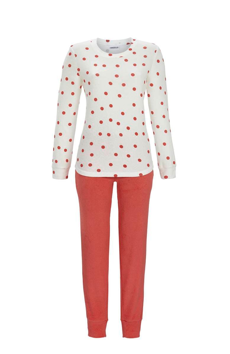 Ringella Dames Pyjama: Ecru / oranje, Badstof