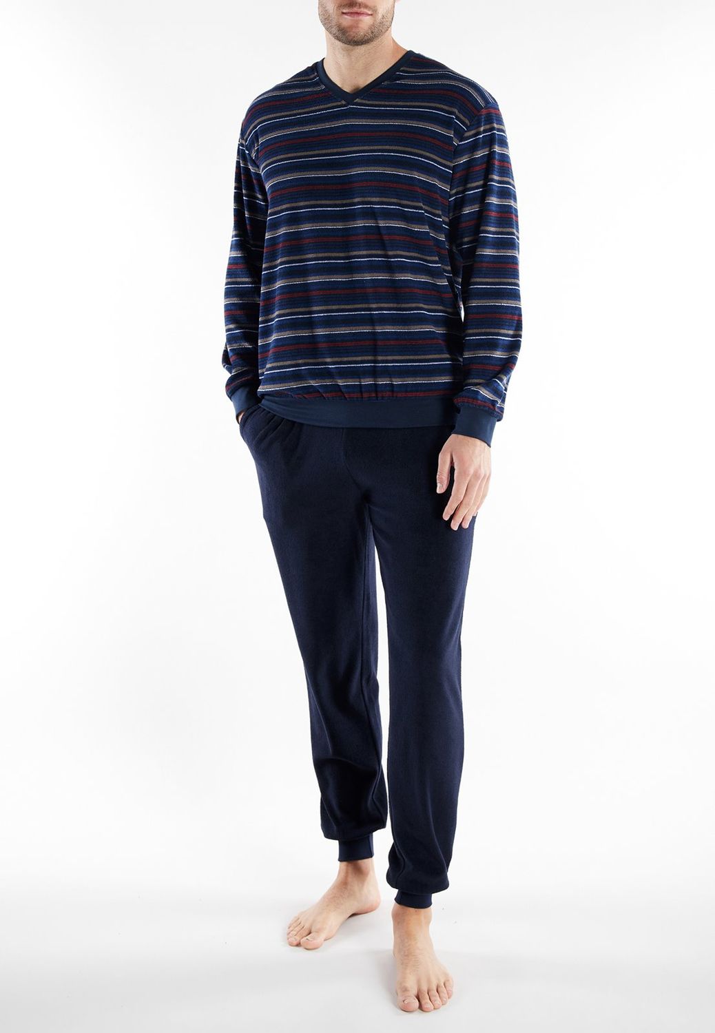 Gotzburg Heren Pyjama: Blauw, Badstof