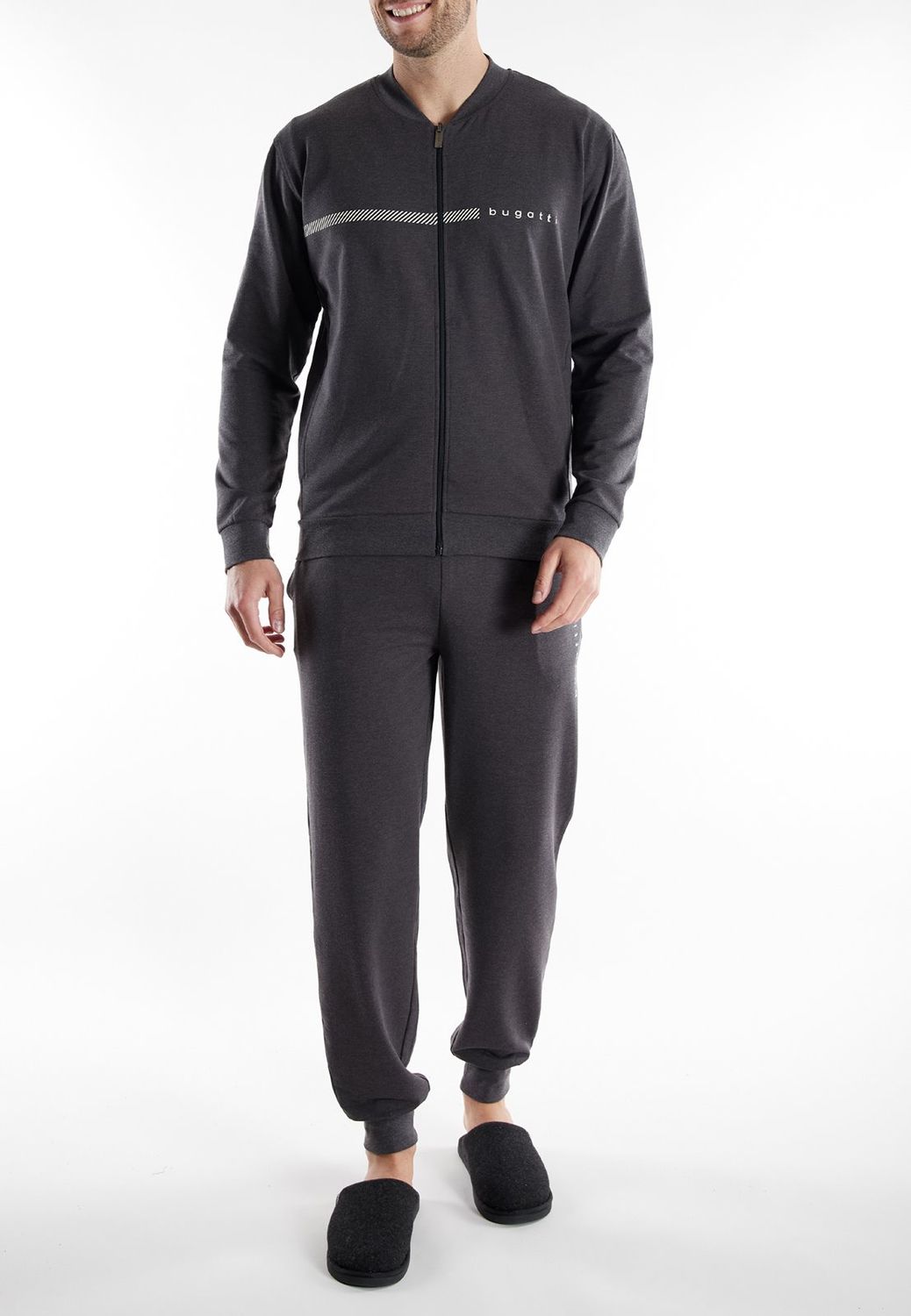 Bugati homewear met rits: Antraciet