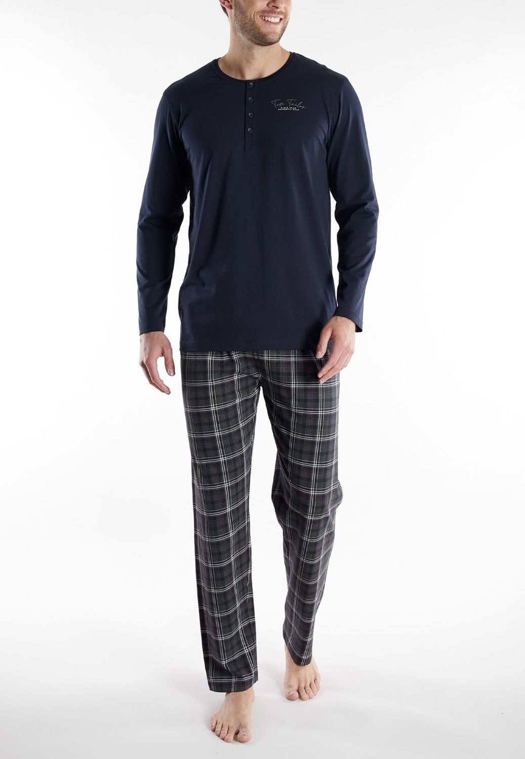 Tom Tailor Pyjama Heren: Blauw, carree broek, 100% Katoen