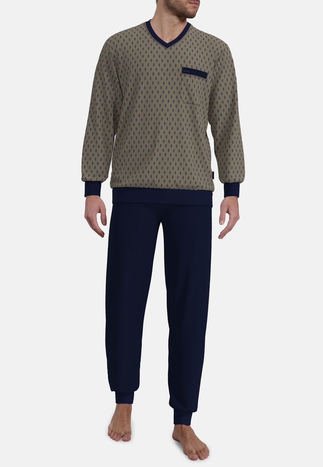 Gotzburg pyjama heren: Taupe, katoen