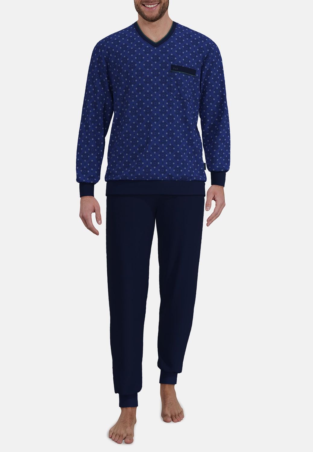 Gotzburg pyjama heren: Blauw geprint