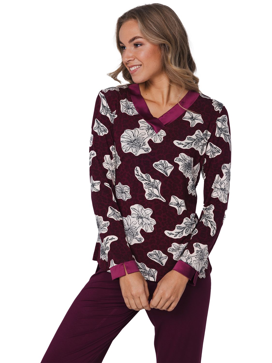 Pastunette Dames pyjama: Bordeaux, Viscose