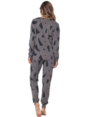 Pastunette Dames pyjama: Zwart / beige, zeer zacht
