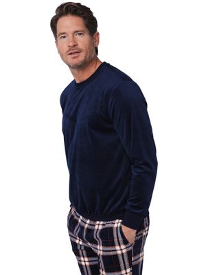 Pastunette pyjama heren: fleece, donker blauw