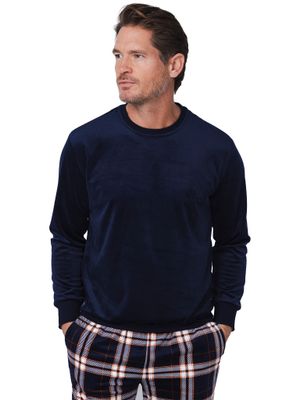 Pastunette pyjama heren: fleece, donker blauw