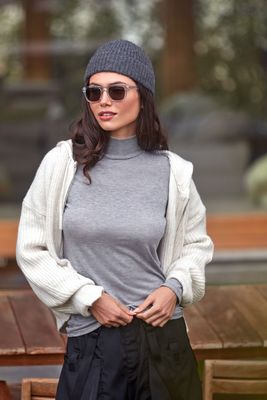 Janira Dames Thermisch onderhemd: Warm Nature, Rolkraag, tencel &amp; wol, Ivory