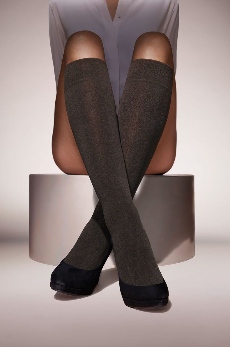 Janira Kniekous Dames: Calcetin Thermo Polar, Zwart, FLeece