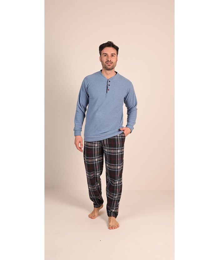 Gary Heren Pyjama: Punto milano ( lekker warm ) blauw