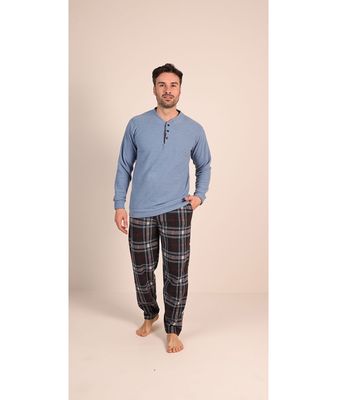 Gary Heren Pyjama: Punto milano ( lekker warm ) blauw