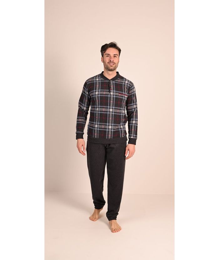Gary Heren Pyjama: Punto milano ( lekker warm ) Antraciet