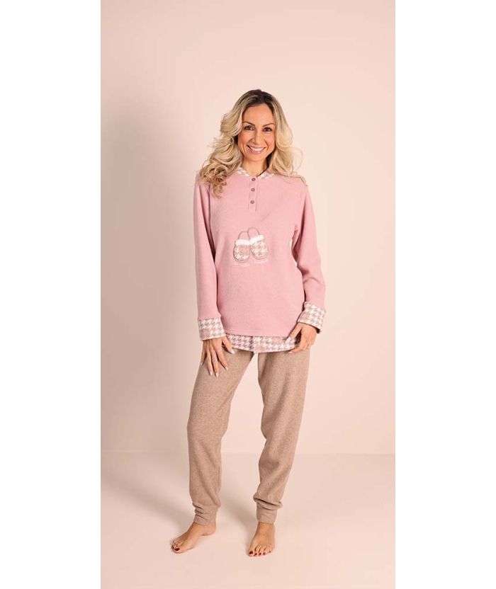 Gary Dames Pyjama: Punto milano ( lekker warm ) Roze