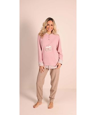 Gary Dames Pyjama: Punto milano ( lekker warm ) Roze
