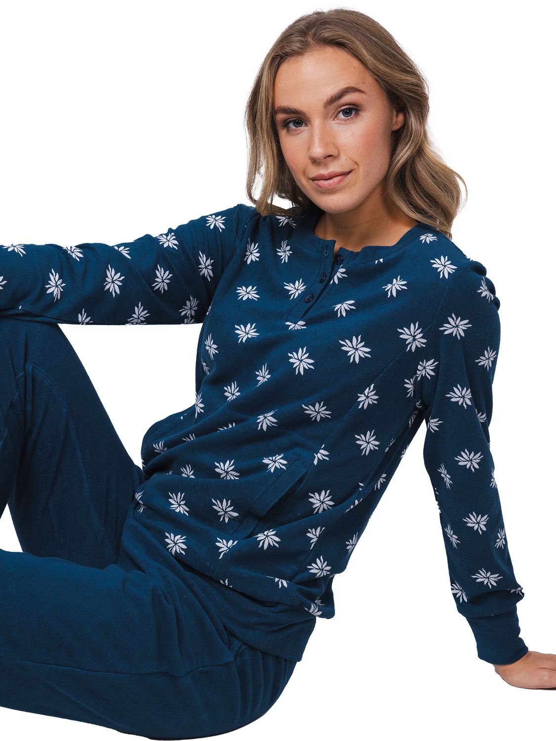 Pastunette Dames Pyjama: Blauw, Badstof