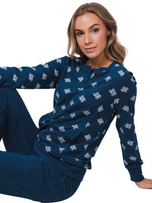 Pastunette Dames Pyjama: Blauw, Badstof