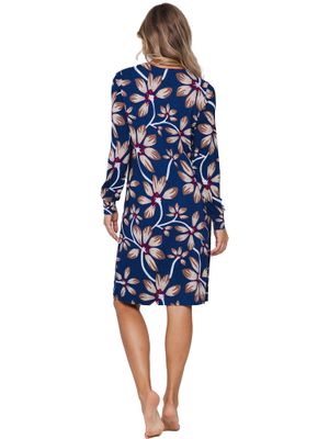 Pastunette dames nachthemd: Gebloemd blauw, katoen