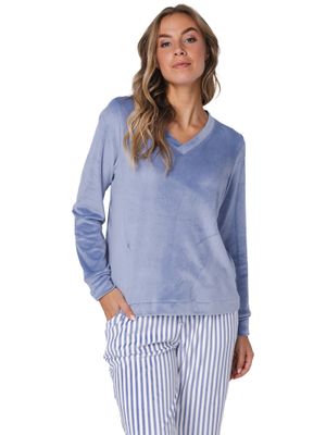 Pastunette Dames pyjama: Fleece, blauw