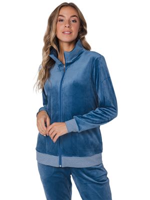 Pastunette Dames homewear: Blauw, met rits, Velours