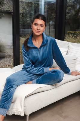 Pastunette Dames homewear: Blauw, met rits, Velours