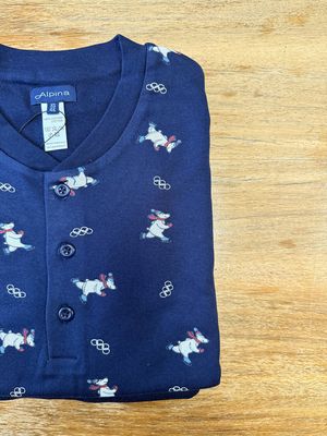 Alpina Heren Pyjama: Interlock, blauw olympische winterspelen