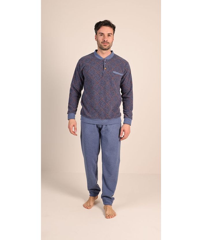 Gary Heren pyjama: Punto milano ( zeer warm ), Blauw