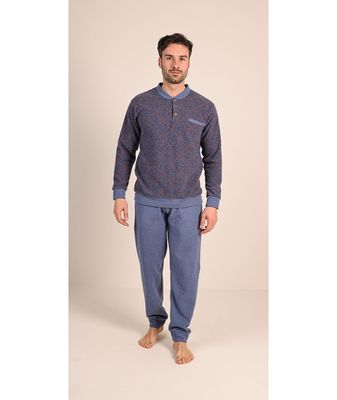 Gary Heren pyjama: Punto milano ( zeer warm ), Blauw