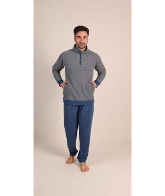 Gary Heren pyjama / Homewear: Punto milano ( zeer warm ), Blauw