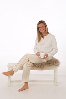 Perlina Dames pyjama: Philinne, gemoltoneerd, beige