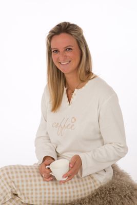 Perlina Dames pyjama: Philinne, gemoltoneerd, beige